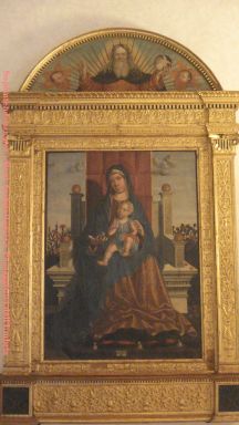 Pala di Montesanto Virgin in throne with the Child, in lunettes the Blessing Eternal